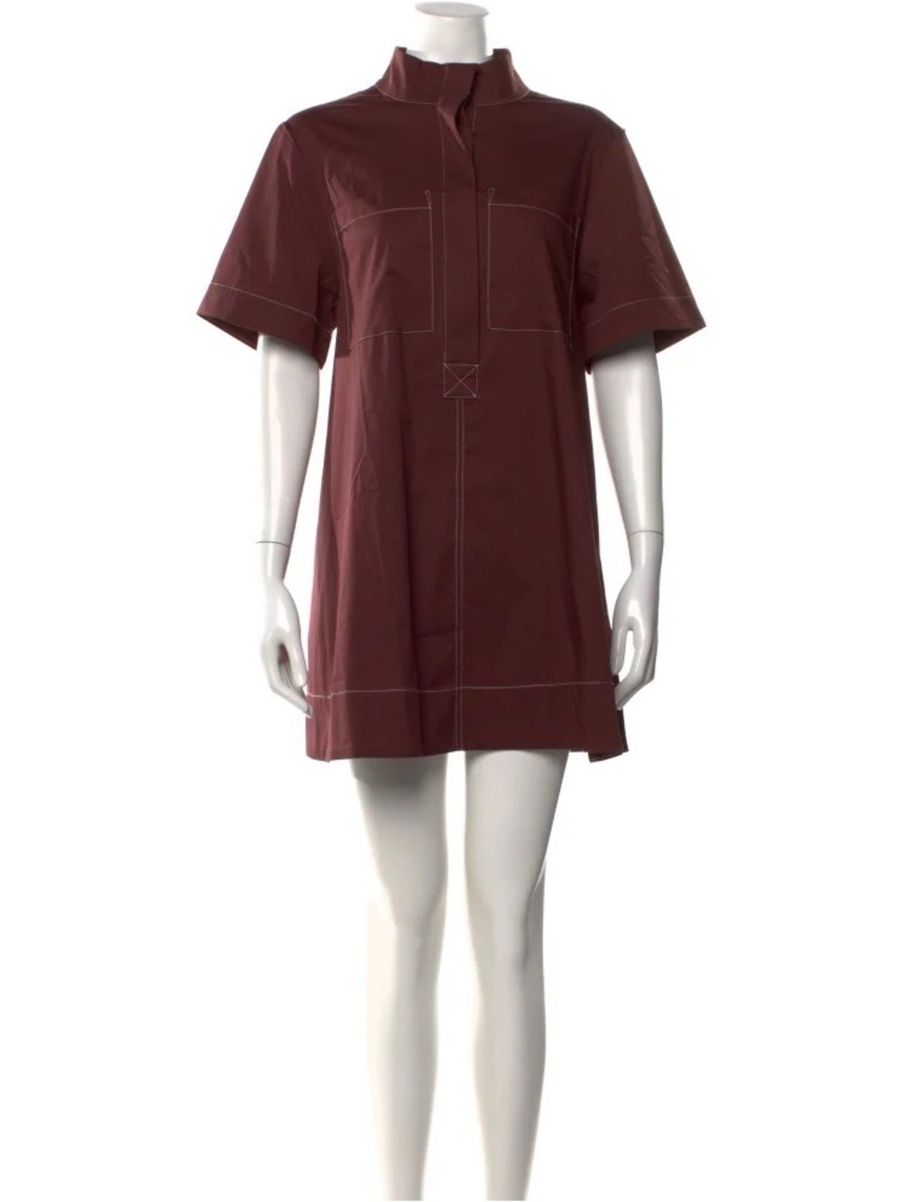 Christian Lacroix Burgundy Short-Sleeve Mini Dress